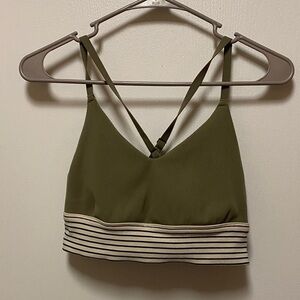 Stylish Olive Green Bralette with Striped Band